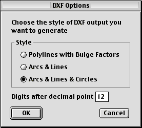 DXF Options Dialog